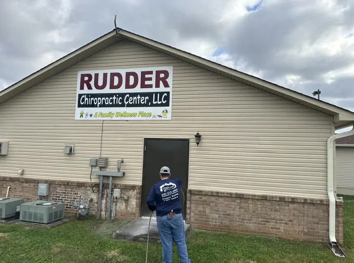 BlueJay washing a commercial building exterior